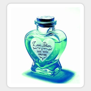 Alchemy Love elixir potion - phthalo blue and teal heart bottle Sticker